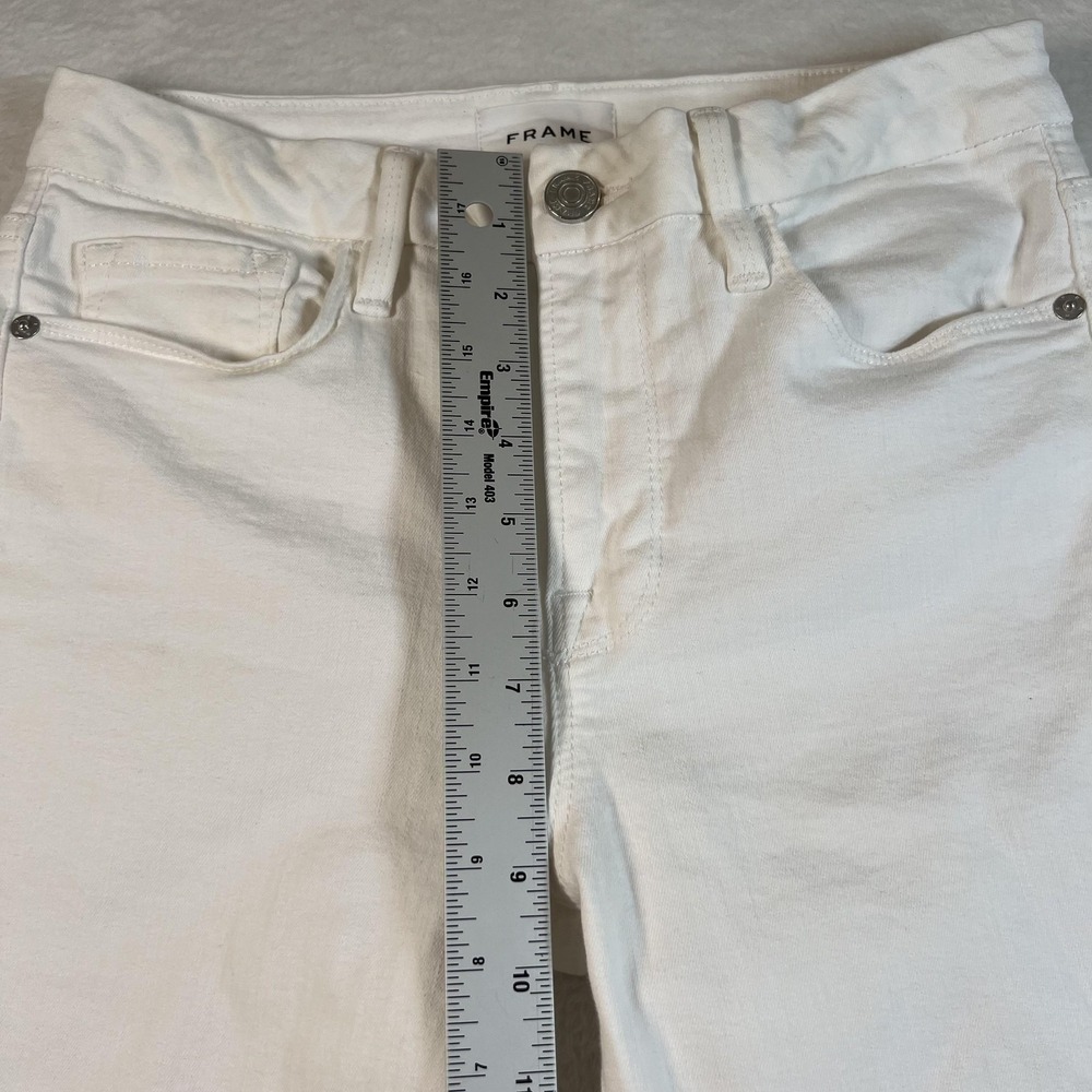 FRAME Le Crop Mini Boot Jeans Womens 26 White Mid Rise Stretch Crop Denim 26x26 - Picture 7 of 11